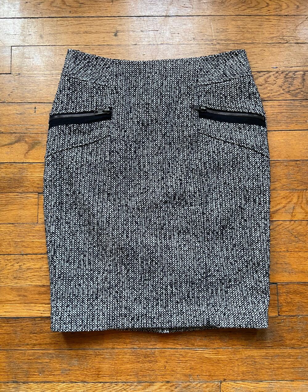 FOREVER 21 Black/White Speckled Wool Pencil Skirt sz XS